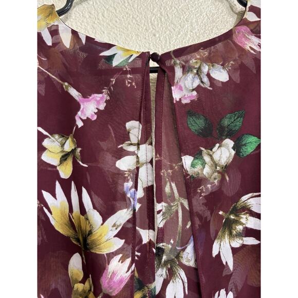 Boutique Women's Plus Size 3X Burgundy Floral 3/4 Sleeve Blouse Top Fairy Boho - Picture 6 of 10